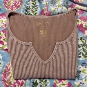 Gypsy Jade Mauve Ribbed Crop  Top Size L/XL